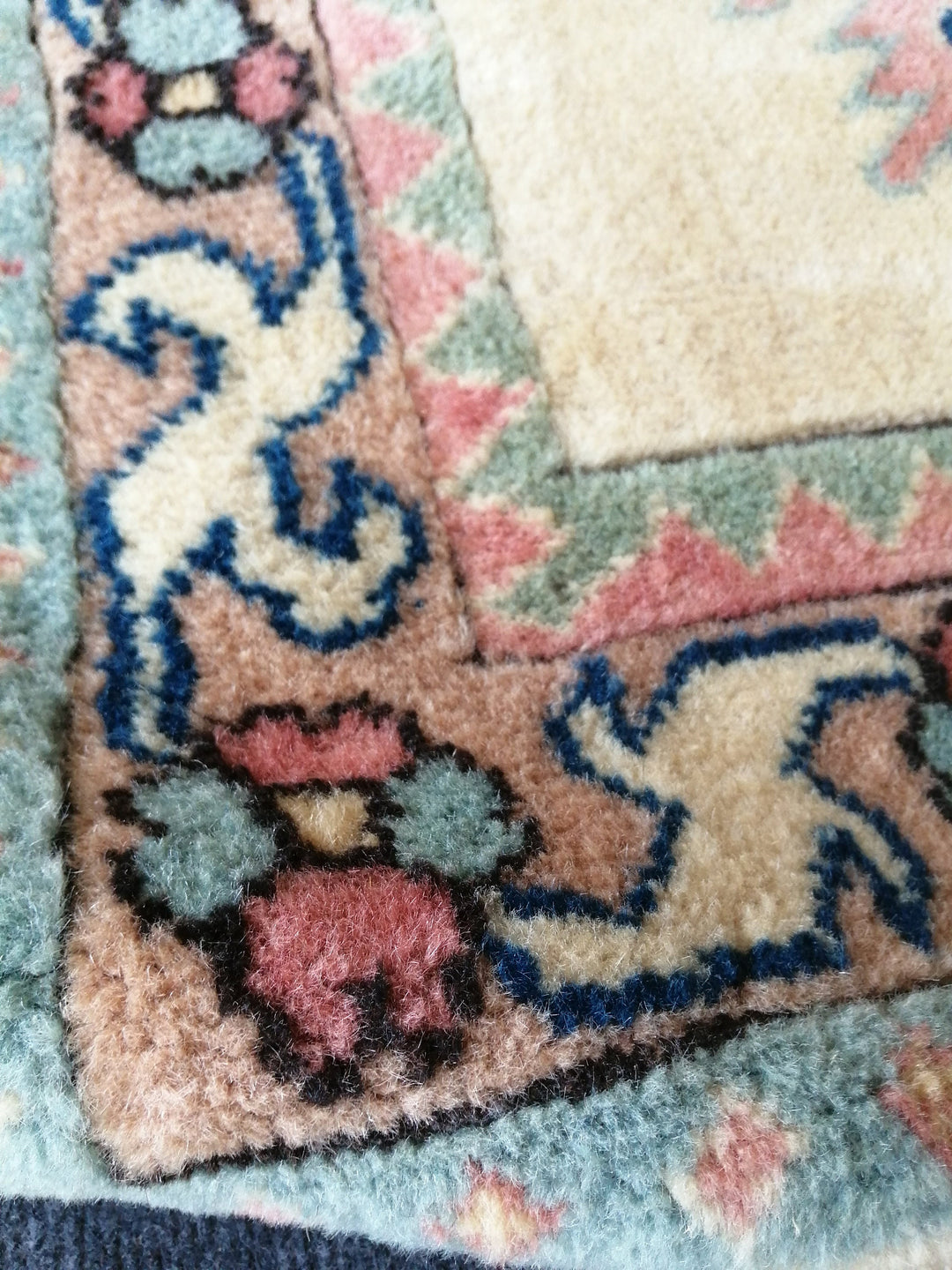 Beige Turkish Runner Rug 3' x 5' 2" Hand-Knotted reverse