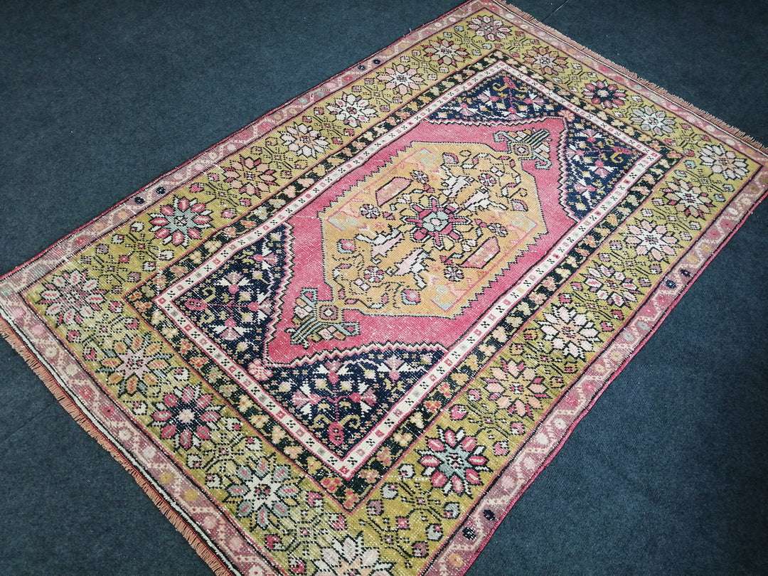 Beige Turkish Runner Rug 3' 8" x 5' 7" Hand-Knotted