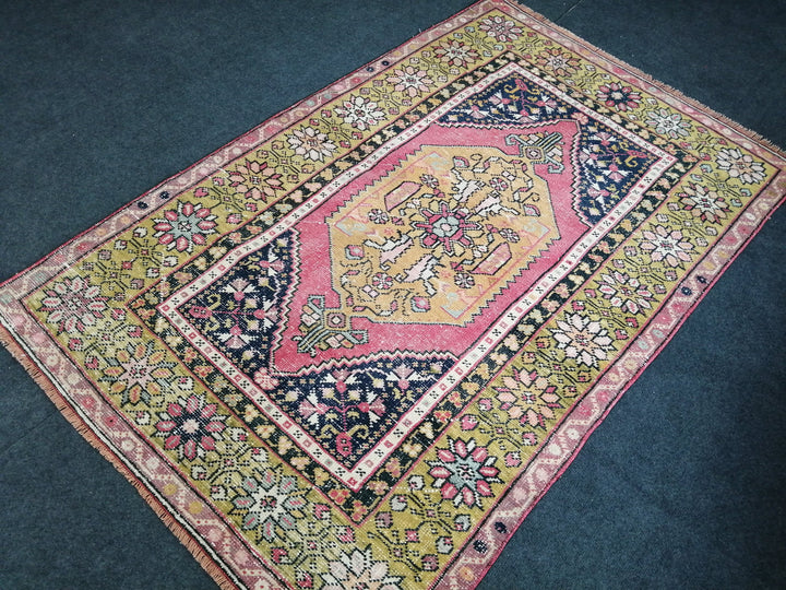 Beige Turkish Runner Rug 3' 8" x 5' 7" Hand-Knotted