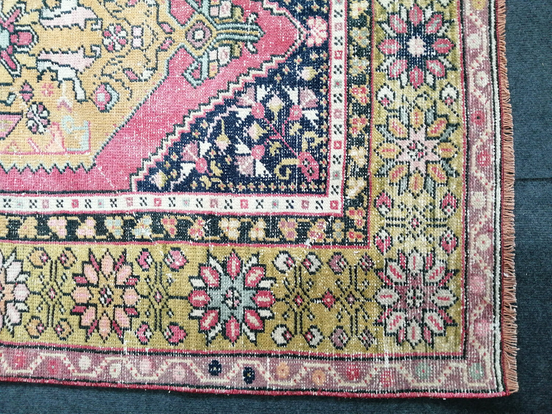 Beige Turkish Runner Rug 3' 8" x 5' 7" Hand-Knotted field