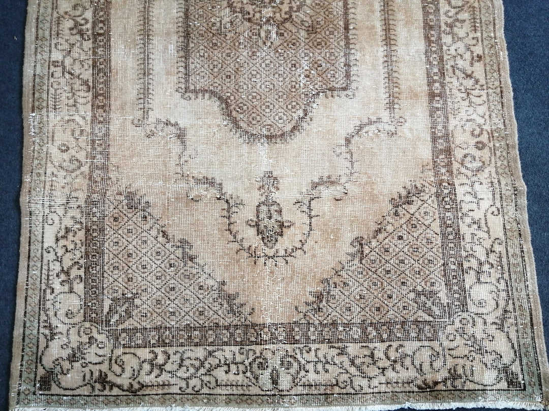 Turkish Oushak Runner Rug Hand-Knotted reverse