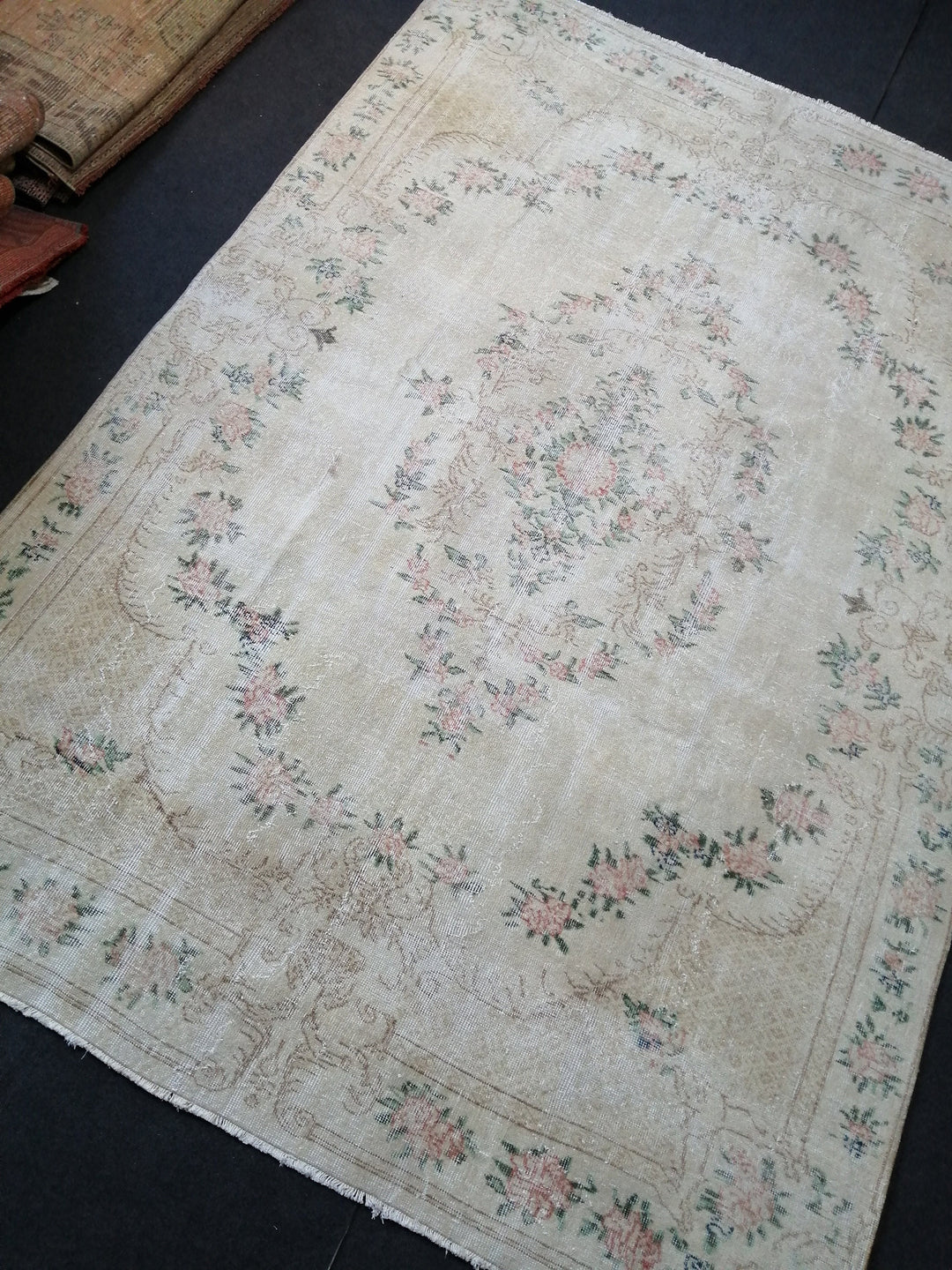 Beige Turkish Runner Rug 7' x 10' Hand-Knotted view