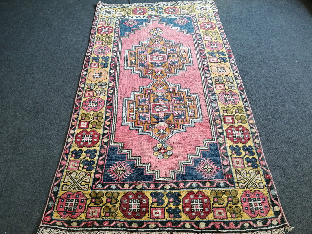Beige Turkish Runner Rug 3' 8" x 6' 10" Hand-Knotted field