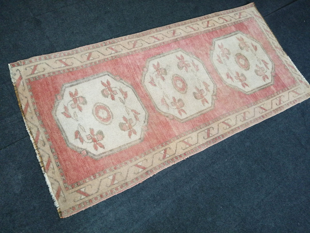 Beige Turkish Runner Rug 3' x 6' Hand-Knotted
