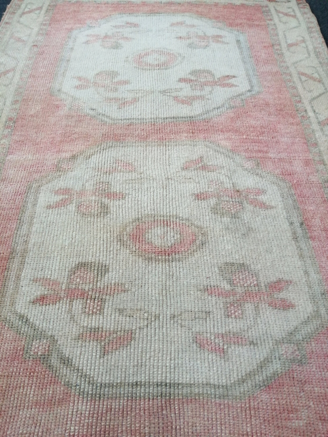 Beige Turkish Runner Rug 3' x 6' Hand-Knotted texture