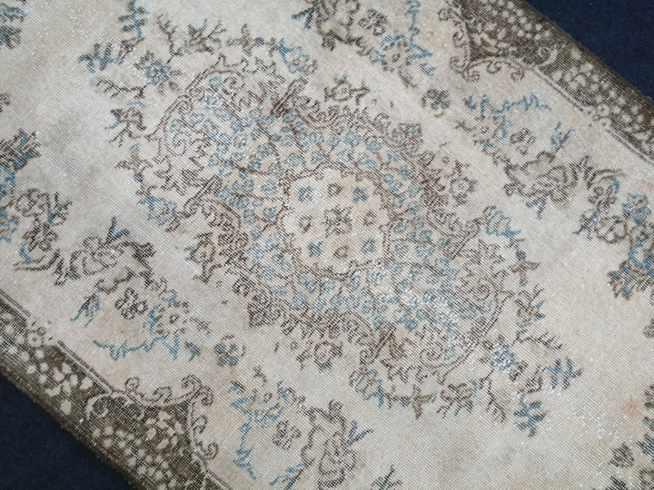 Blue Turkish Runner Rug 4' x 7' 2" Hand-Knotted | No. WR17305