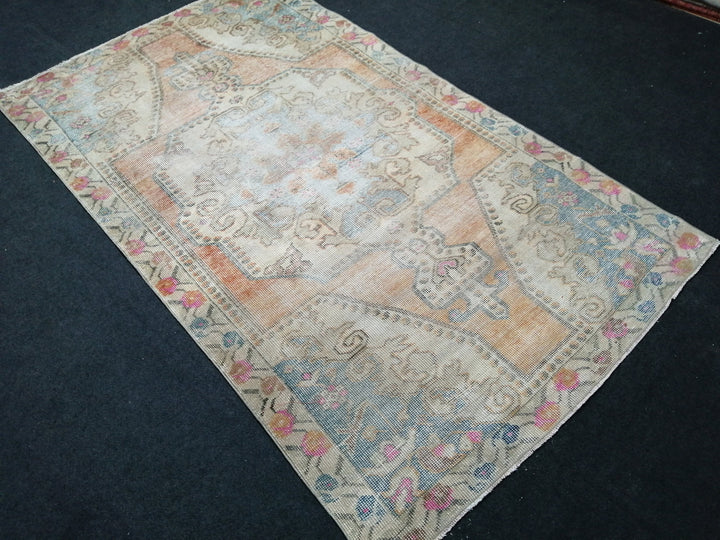 Rust Turkish Runner Rug 4' x 7' Hand-Knotted border