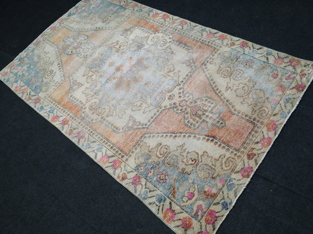 Rust Turkish Runner Rug 4' x 7' Hand-Knotted