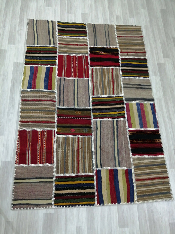 Rust Turkish Runner Rug 5' 1" x 7' 5" Hand-Knotted detail