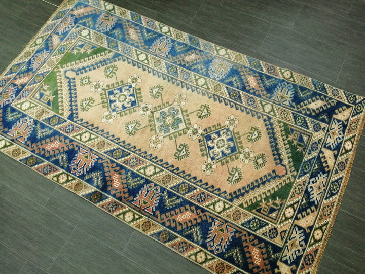 Blue Turkish Runner Rug 4' 1" x 6' 11" Hand-Knotted | No. WR13170