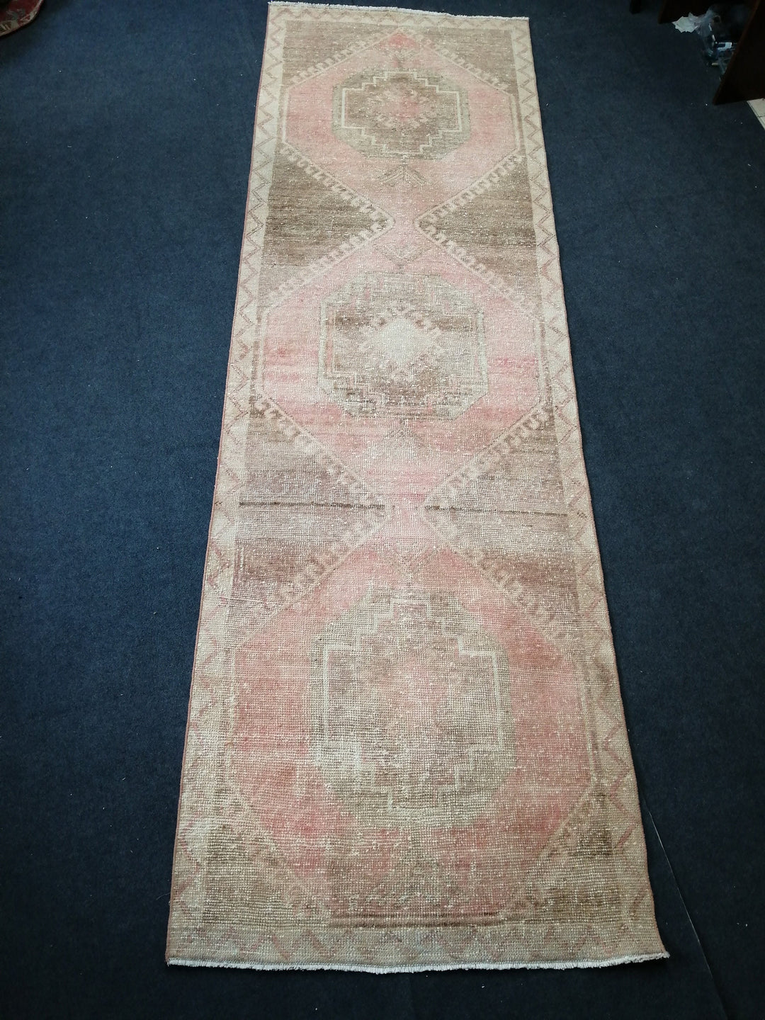Beige Turkish Runner Rug 3' 5" x 11' Hand-Knotted detail