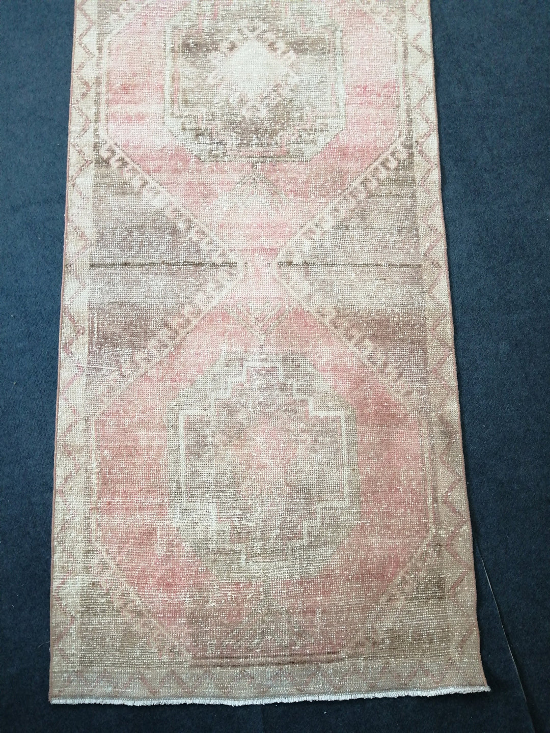 Beige Turkish Runner Rug 3' 5" x 11' Hand-Knotted close-up