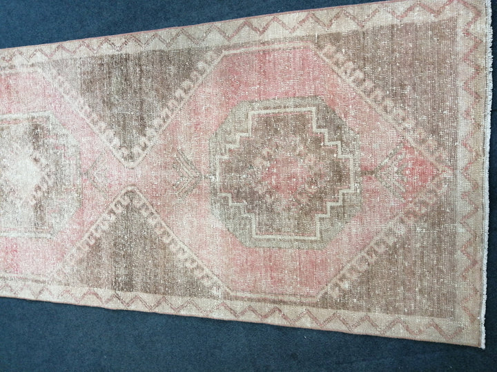 Beige Turkish Runner Rug 3' 5" x 11' Hand-Knotted field