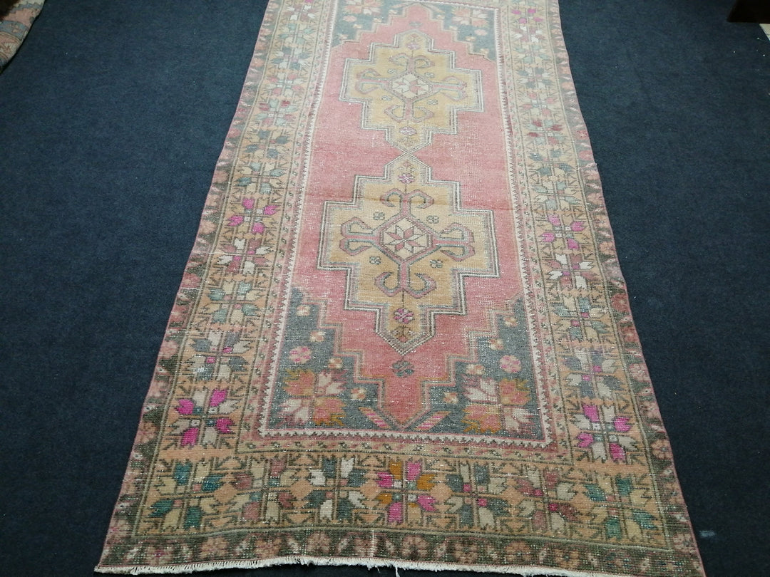 Rust Turkish Runner Rug 4' x 8' 7" Hand-Knotted field