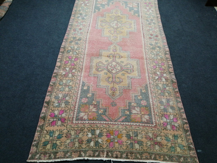 Rust Turkish Runner Rug 4' x 8' 7" Hand-Knotted field