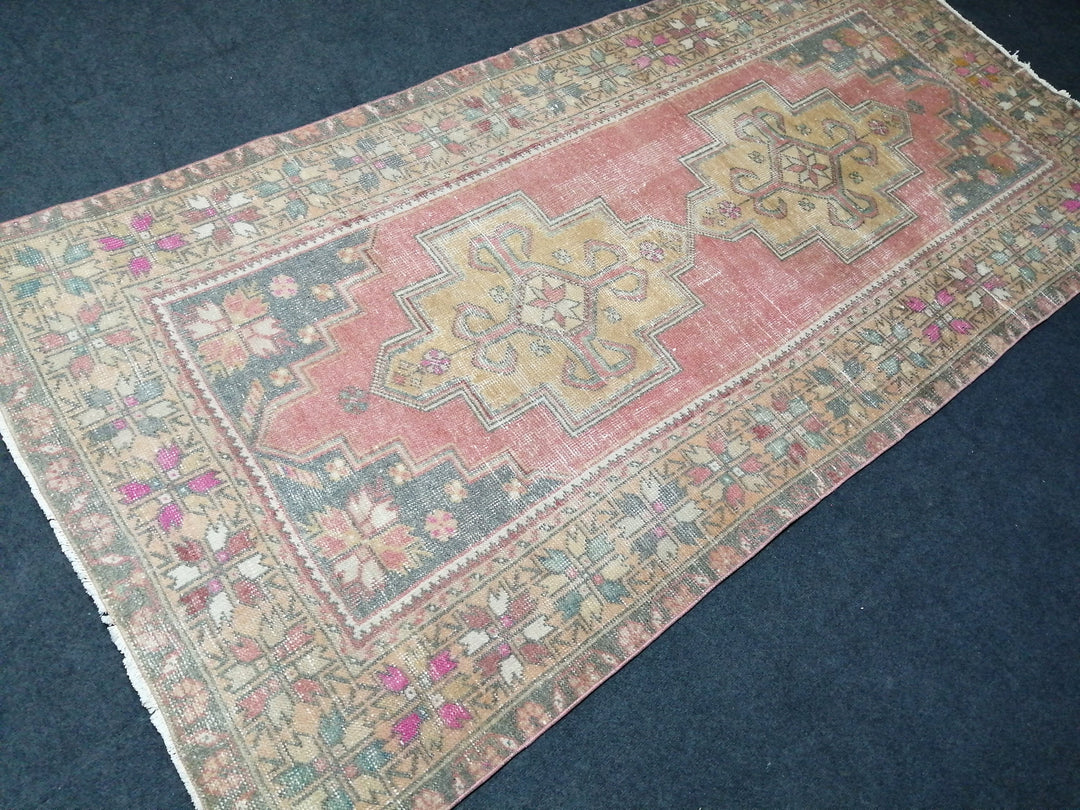 Rust Turkish Runner Rug 4' x 8' 7" Hand-Knotted texture