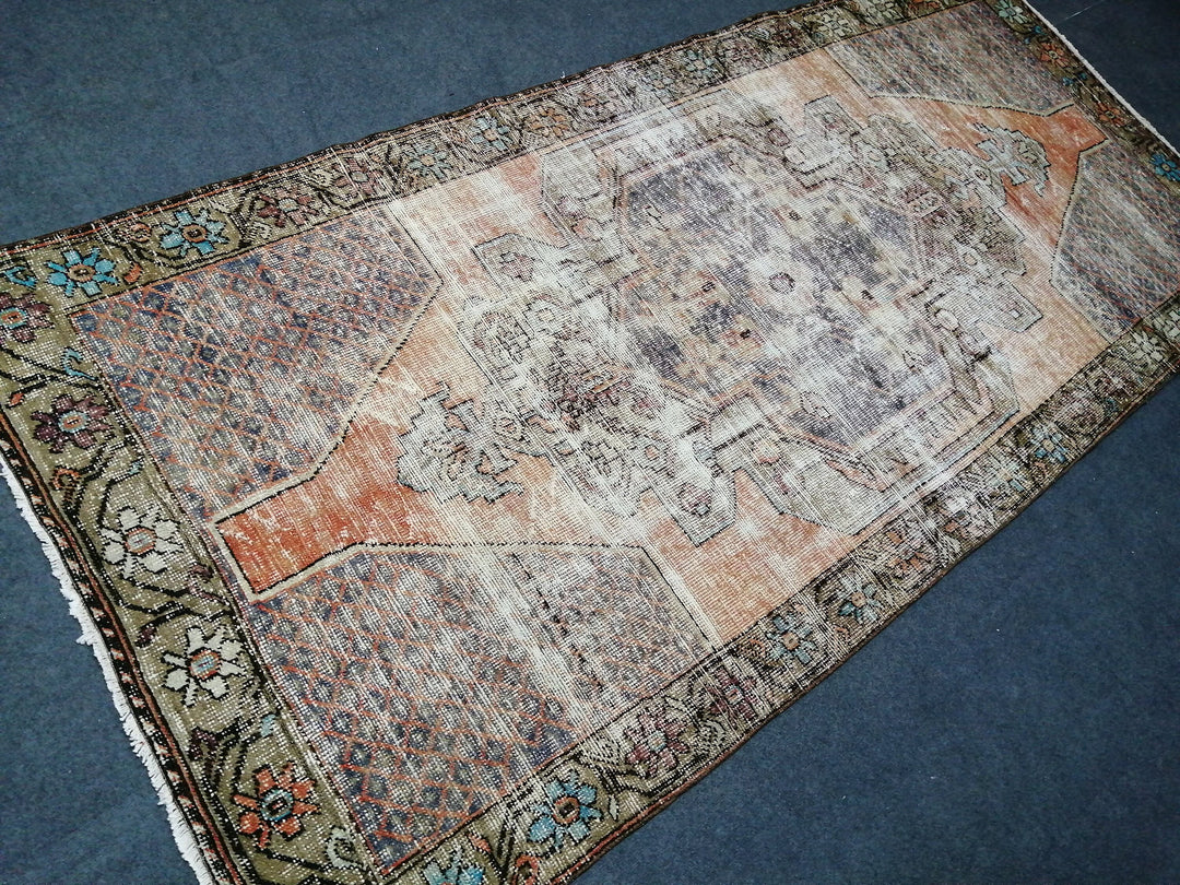 Beige Turkish Runner Rug 4' 4" x 9' Hand-Knotted