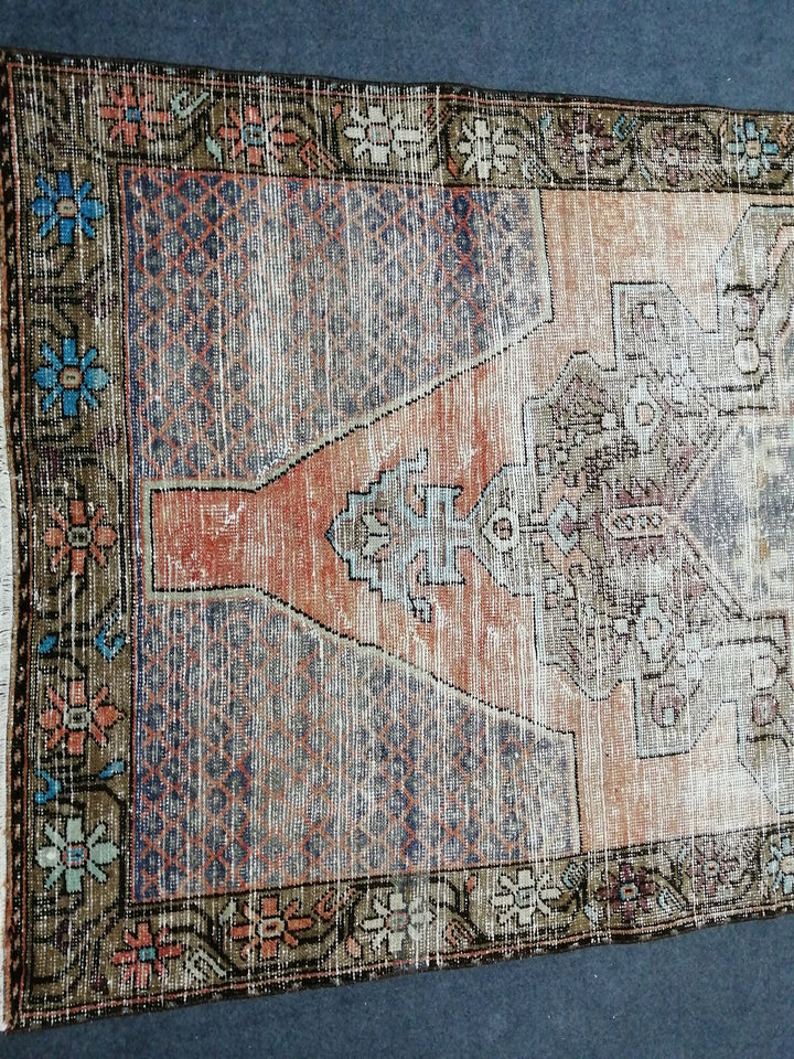 Beige Turkish Runner Rug 4' 4" x 9' Hand-Knotted border