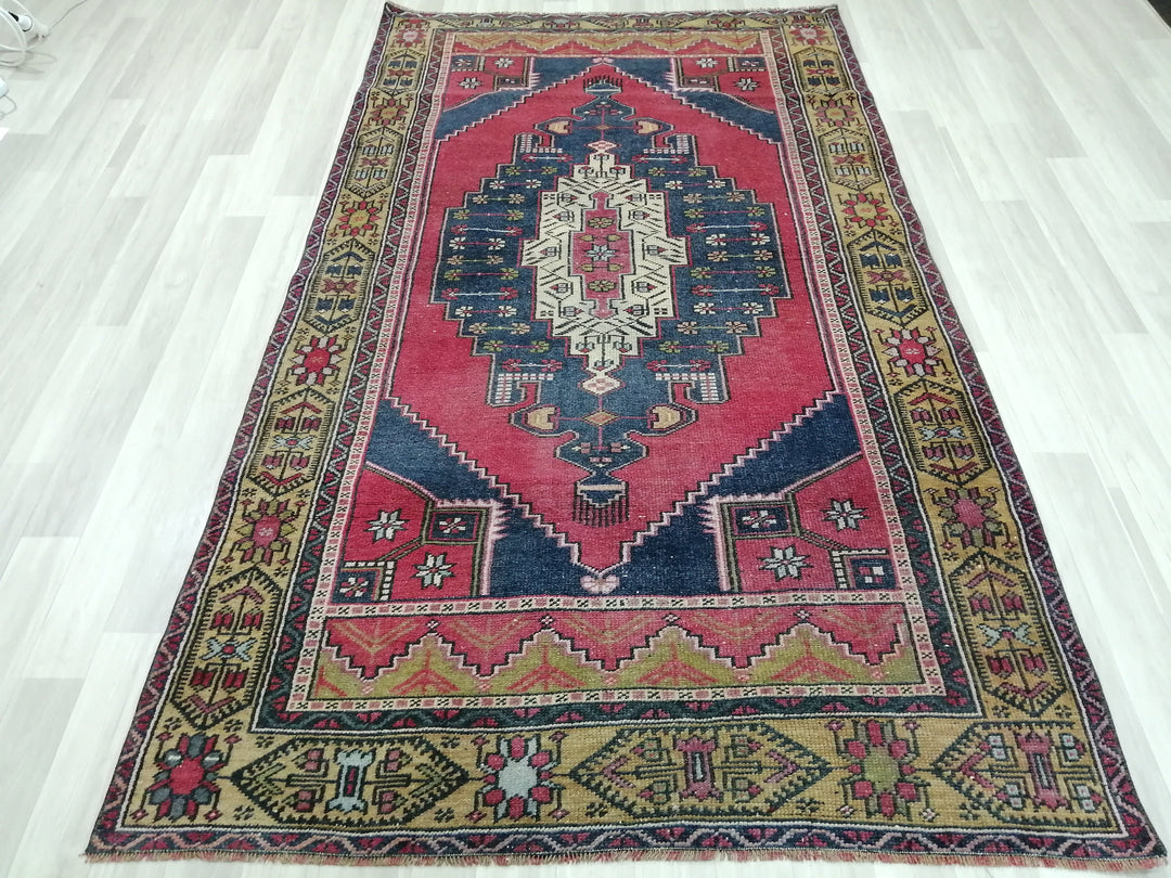 Rust Turkish Runner Rug 4' 4" x 7' 10" Hand-Knotted