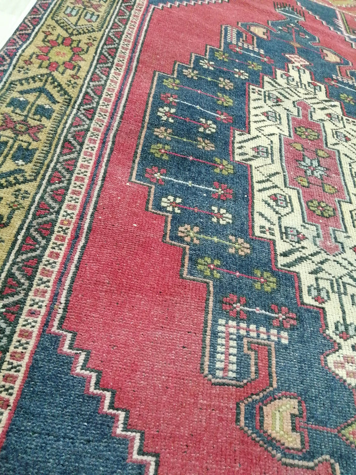 Rust Turkish Runner Rug 4' 4" x 7' 10" Hand-Knotted reverse