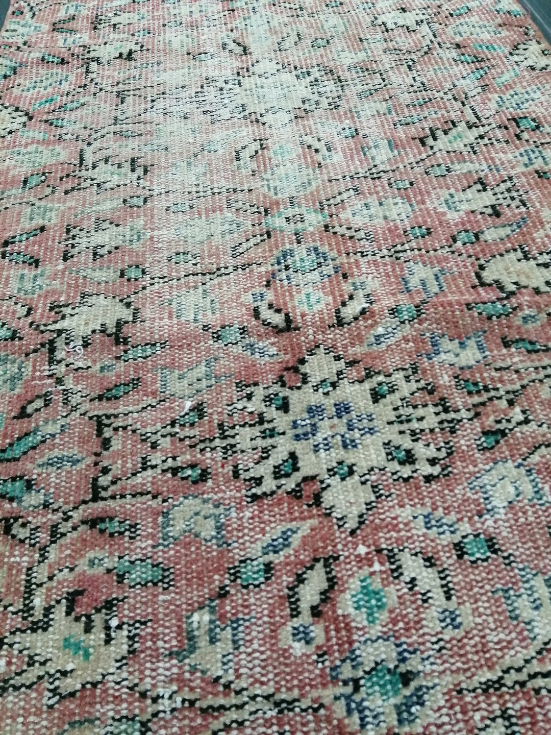 Beige Turkish Distressed Runner Rug 2' 6" x 10' 8" Hand-Knotted | No. WR79162