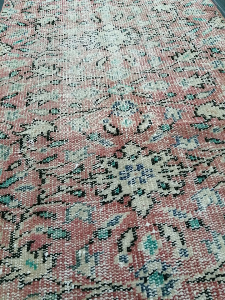 Beige Turkish Distressed Runner Rug 2' 6" x 10' 8" Hand-Knotted | No. WR79162