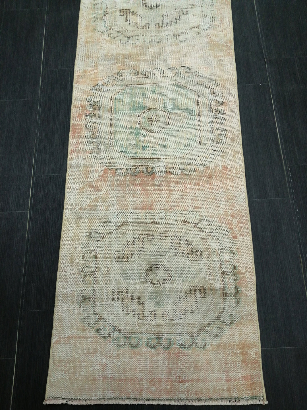 Beige Turkish Runner Rug 2' 3" x 10' 4" Hand-Knotted pattern