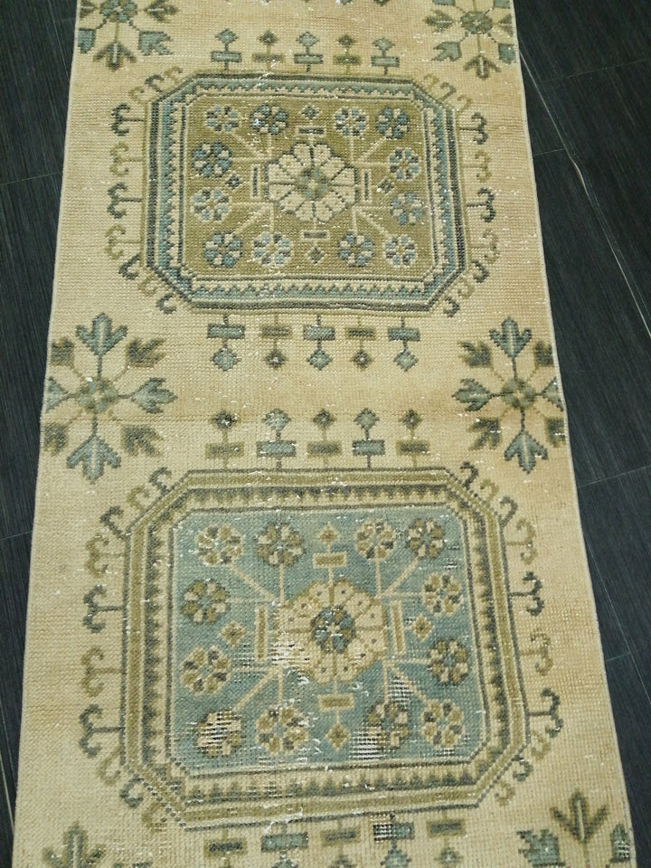 Beige Turkish Runner Rug 2' 4" x 11' 2" Hand-Knotted view
