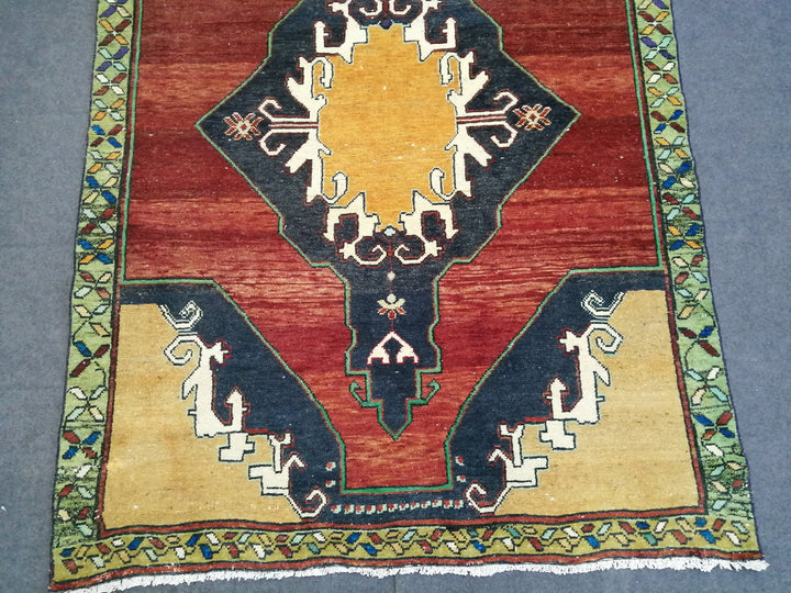 Rust Turkish Runner Rug 5' x 10' 8" Hand-Knotted close-up