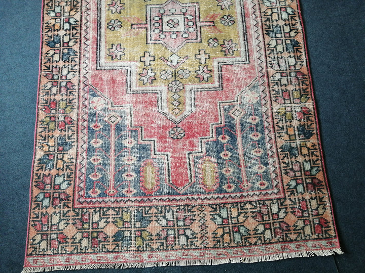 Rust Turkish Runner Rug 4' x 8' 10" Hand-Knotted field