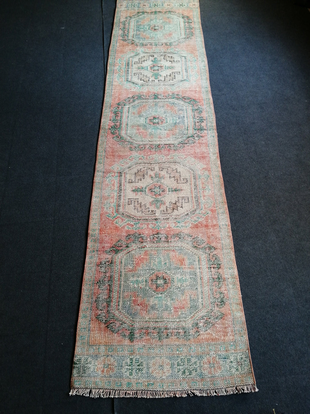 Beige Turkish Runner Rug 2' 1" x 11' 7" Hand-Knotted detail