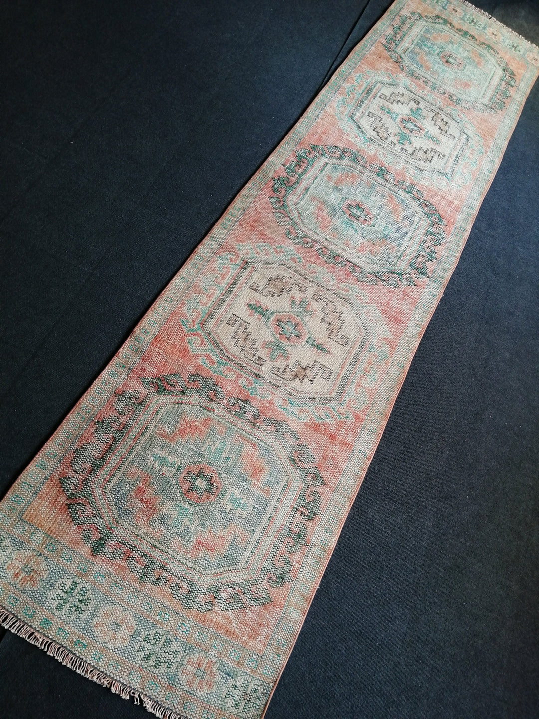 Beige Turkish Runner Rug 2' 1" x 11' 7" Hand-Knotted view