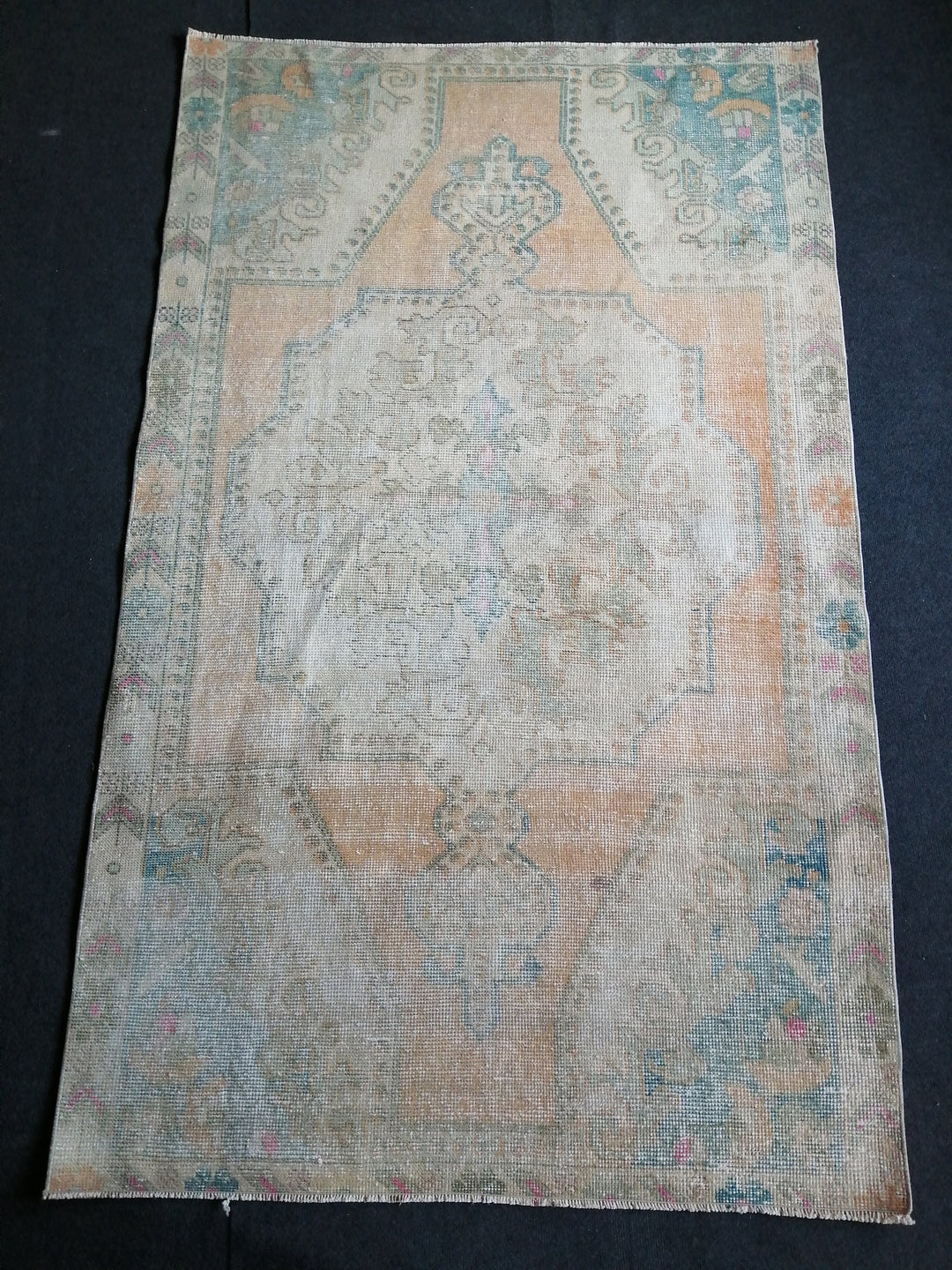 Rust Turkish Runner Rug 4' x 6' 11" Hand-Knotted detail