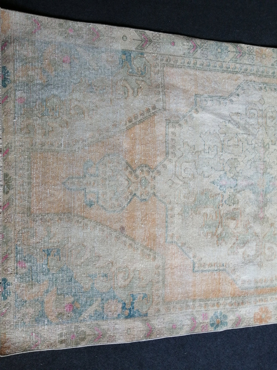Rust Turkish Runner Rug 4' x 6' 11" Hand-Knotted close-up
