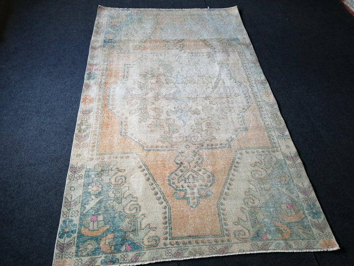 Rust Turkish Runner Rug 4' x 6' 11" Hand-Knotted texture