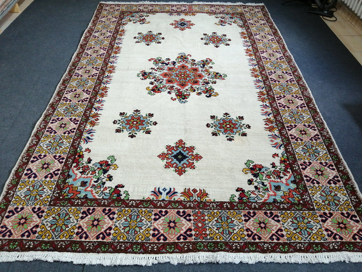 Beige Turkish Runner Rug 6' 6" x 9' 10" Hand-Knotted