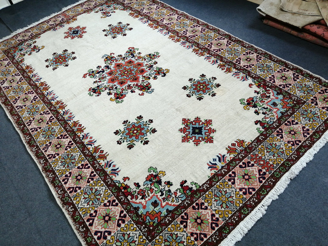 Beige Turkish Runner Rug 6' 6" x 9' 10" Hand-Knotted view 9