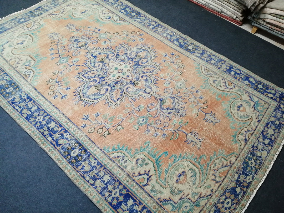 Beige Turkish Runner Rug 6' 2" x 9' 8" Hand-Knotted
