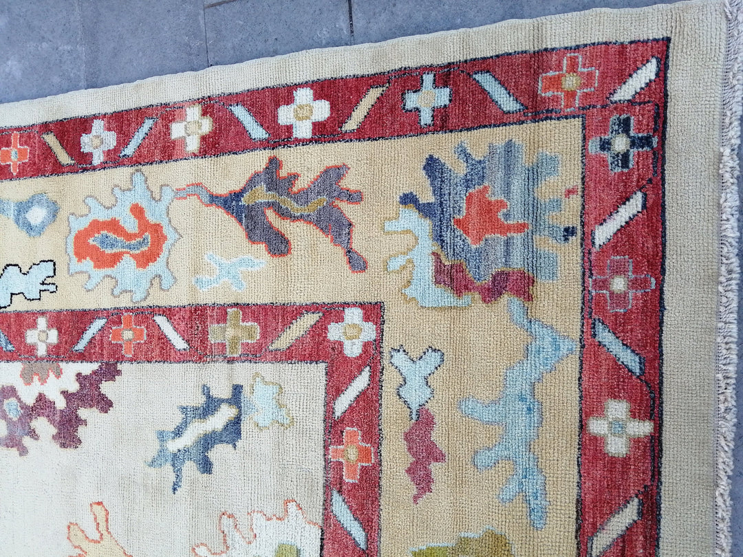 Beige Turkish Runner Rug 9' x 12' 2" Hand-Knotted view