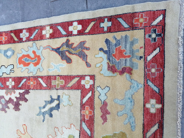 Beige Turkish Runner Rug 9' x 12' 2" Hand-Knotted view