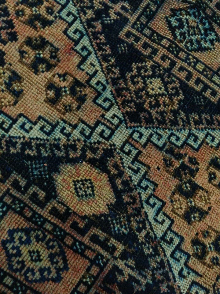 Rust Turkish Runner Rug 4' 11" x 11' 6" Hand-Knotted border