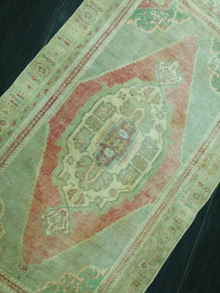 Beige Turkish Runner Rug 3' 3" x 6' 8" Hand-Knotted border