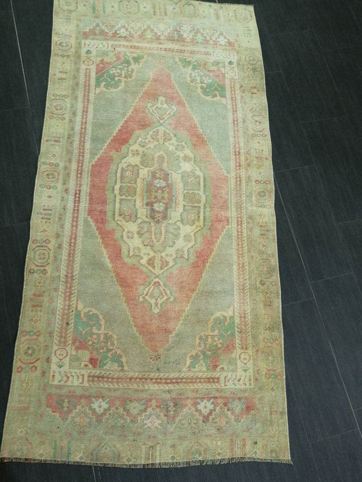 Beige Turkish Runner Rug 3' 3" x 6' 8" Hand-Knotted detail