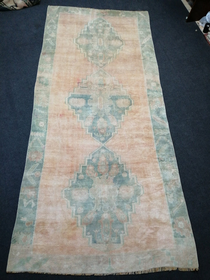 Rust Turkish Runner Rug 4' 6" x 10' Hand-Knotted close-up