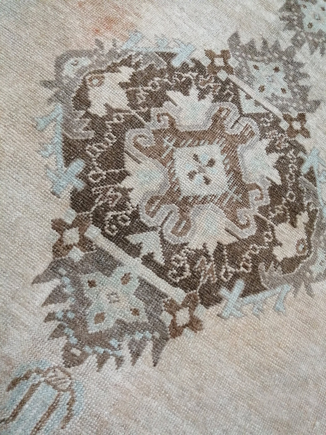 Beige Turkish Runner Rug 4' 1" x 12' 2" Hand-Knotted view 9