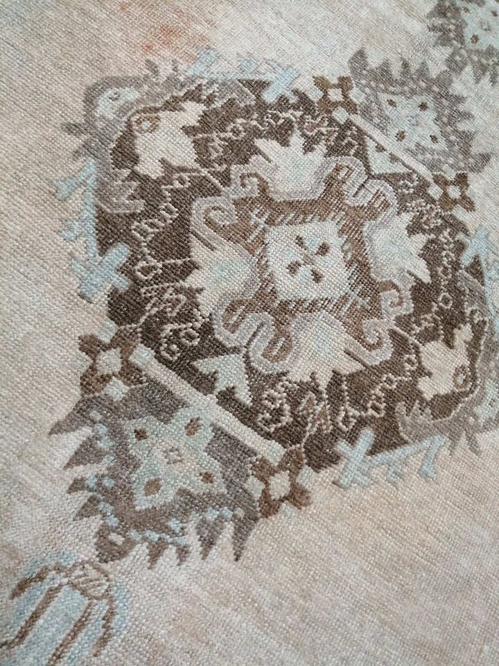 Beige Turkish Runner Rug 4' 1" x 12' 2" Hand-Knotted view 9