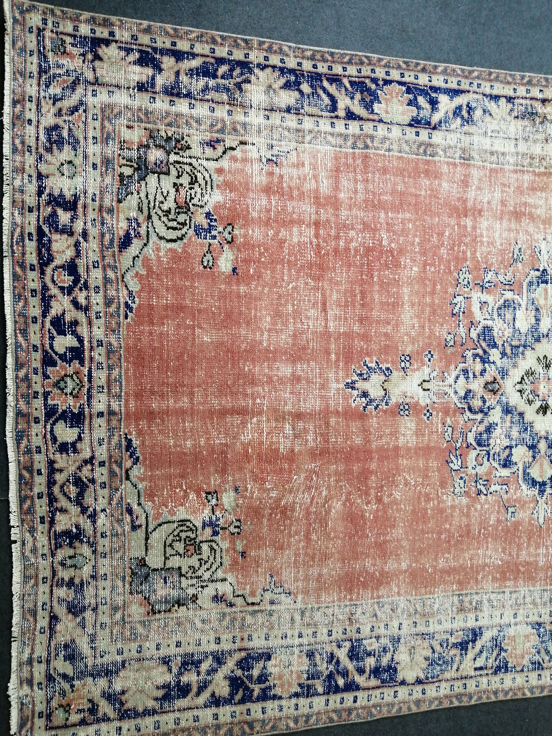 Blue Turkish Runner Rug 6' 2" x 9' 10" Hand-Knotted | No. WR66178