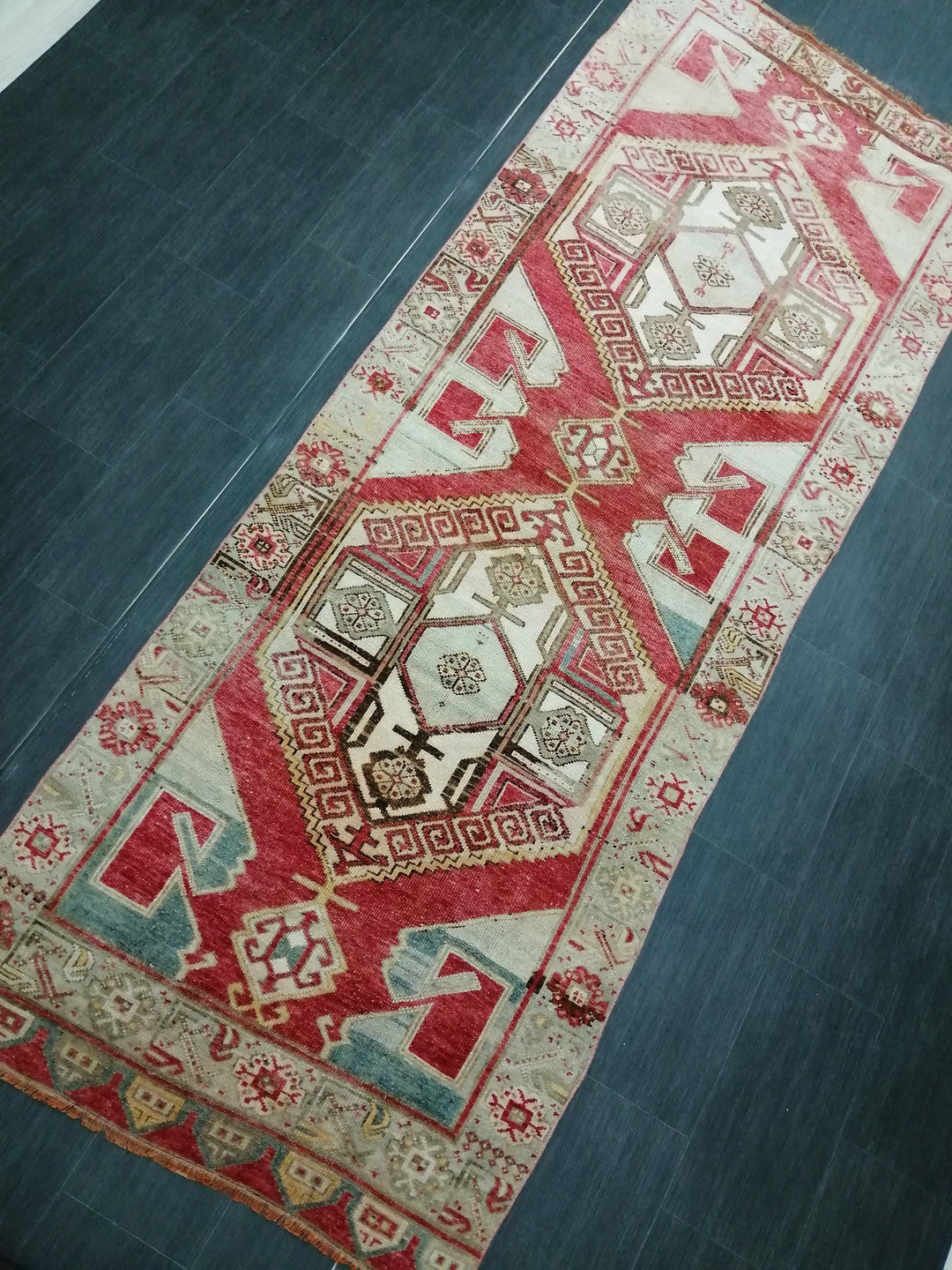 Beige Turkish Runner Rug 3' 7" x 9' 11" Hand-Knotted view
