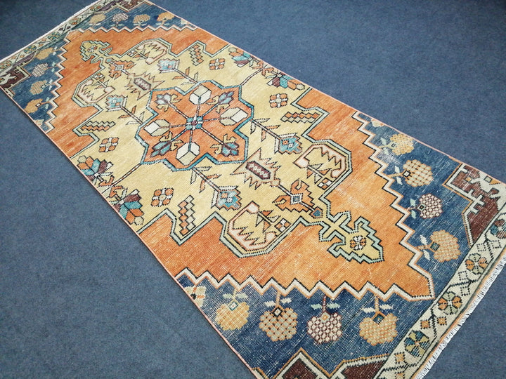 Beige Turkish Runner Rug 3' 5" x 8' 2" Hand-Knotted