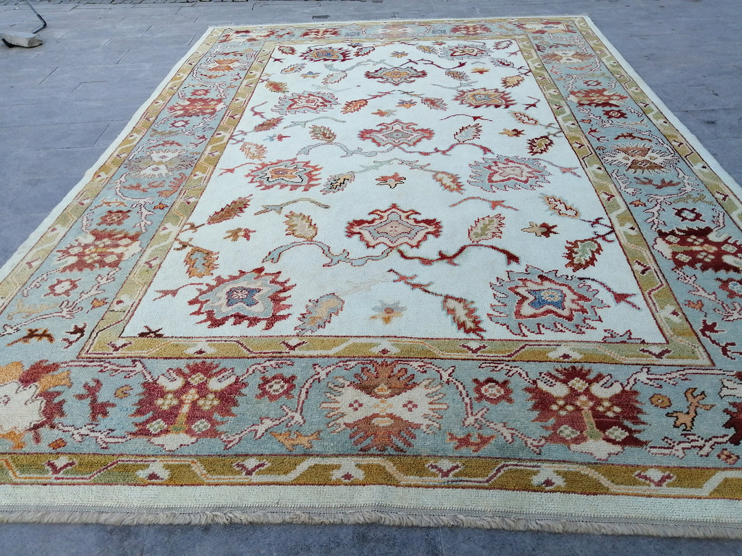 Beige Turkish Runner Rug 8' 10" x 12' 9" Hand-Knotted view 9